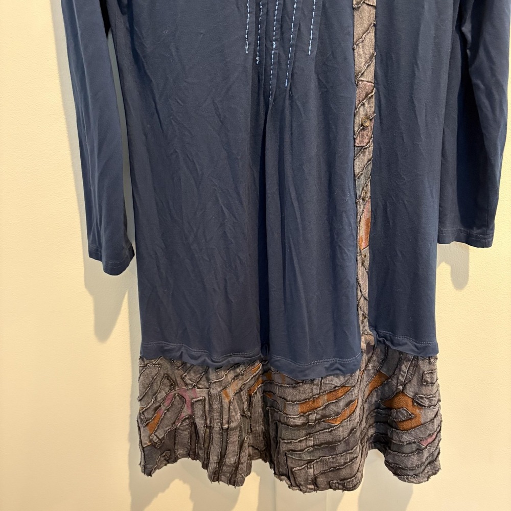 Parsley & Sage Dress Womens Small Blue Artsy Embroidered Boho Patchwork - Picture 5 of 13